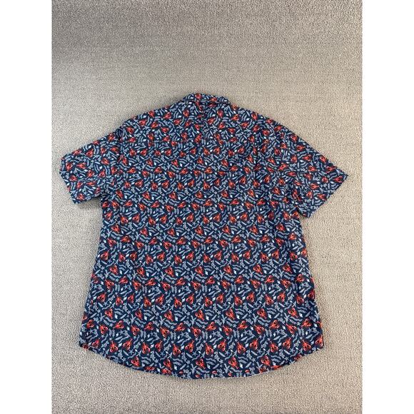 Johnston & Murphy Shirt Mens Medium Novelty Crawfish Short Sleeve Button Down - Picture 8 of 9